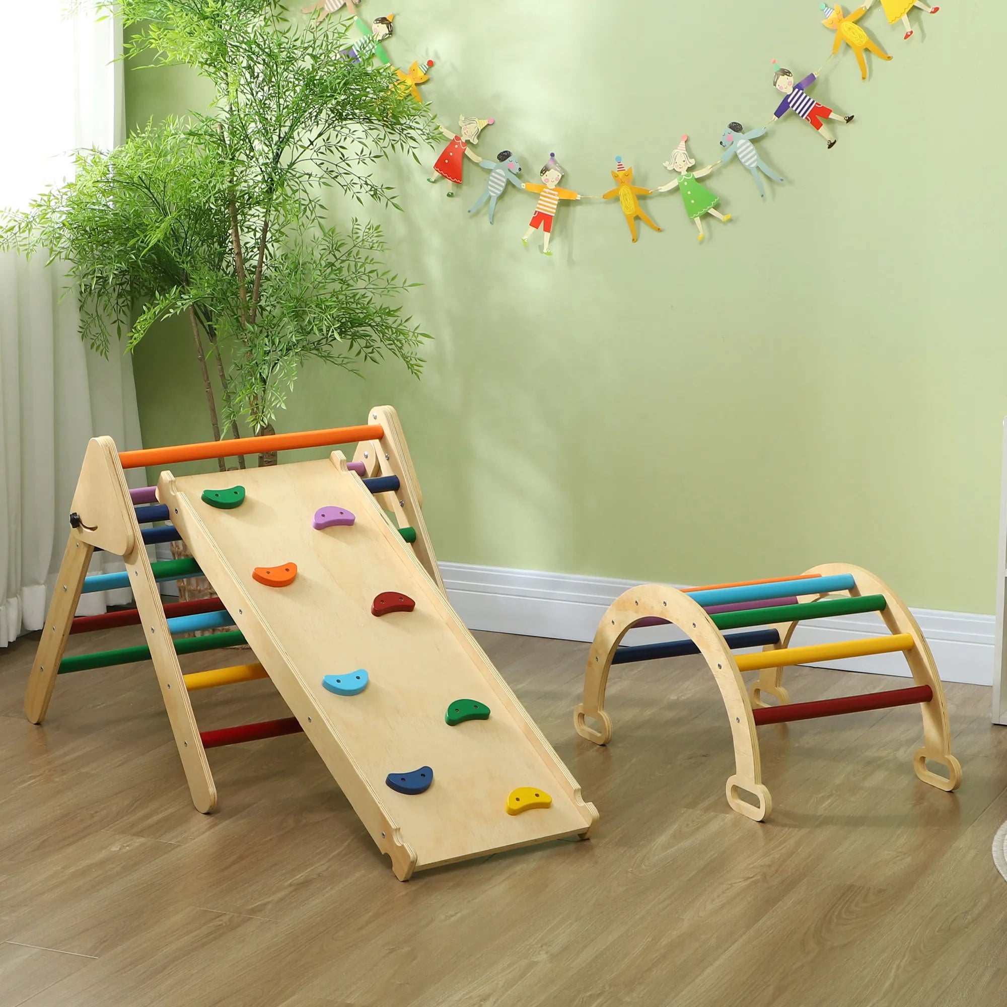 Vaikiškas laipynės rinkinys 5-in-1 su rampa ir kopėčiomis, įvairiaspalvis