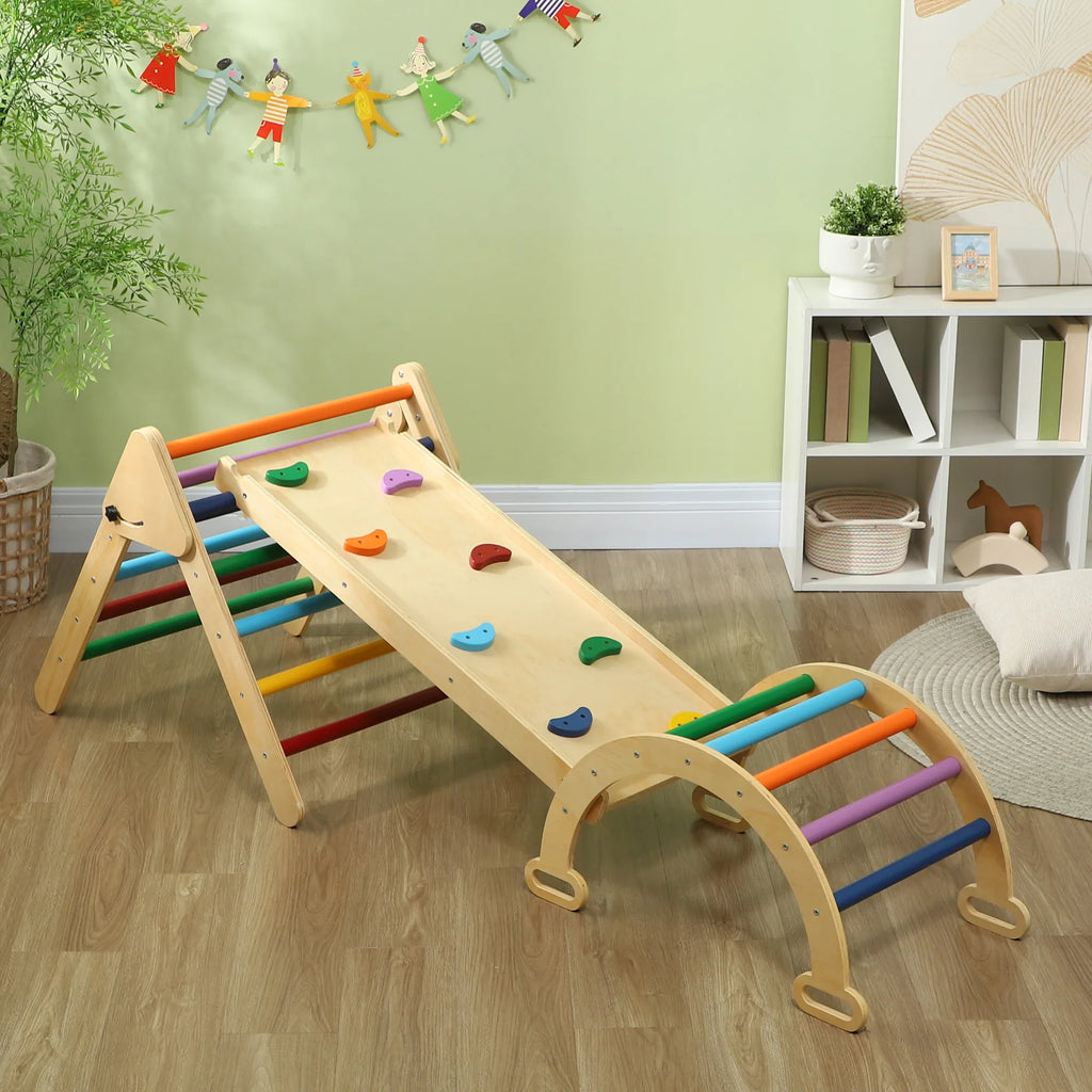 Vaikiškas laipynės rinkinys 5-in-1 su rampa ir kopėčiomis, įvairiaspalvis