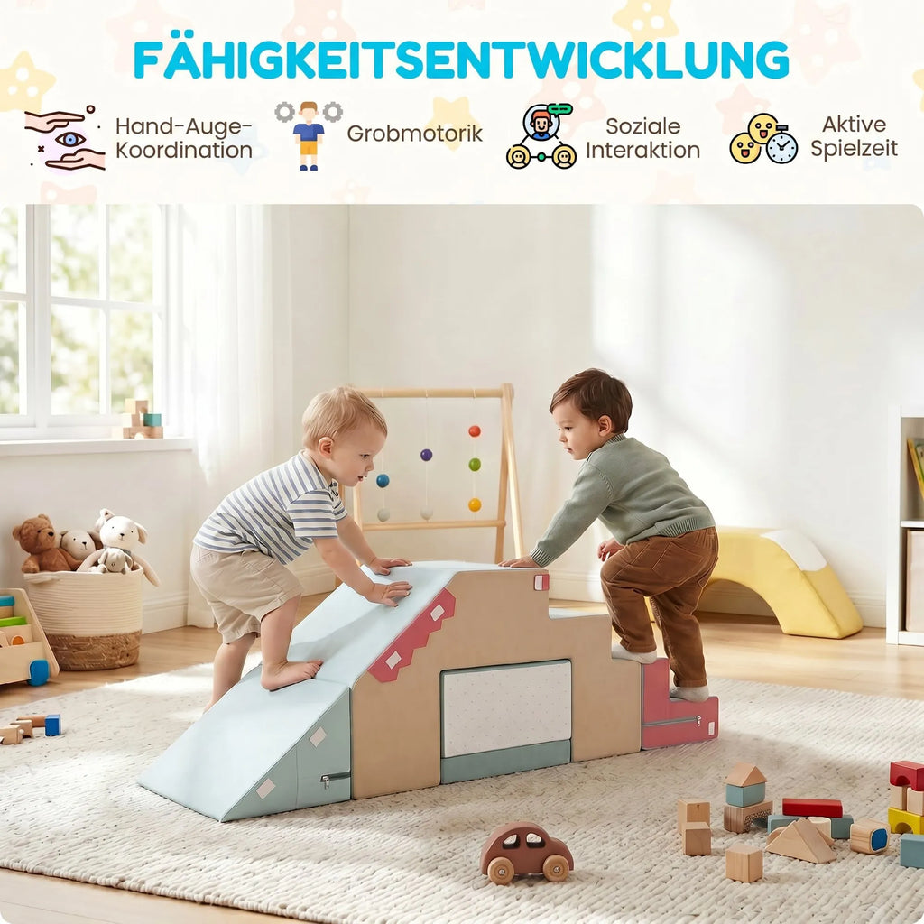 Vaikiškas minkštų blokelių rinkinys, 6 mėn.–3 metų vaikams, 2 dalių, mėlynas