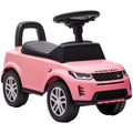 Rožinis vaikiškas Land Rover Discovery paspiriamas automobilis