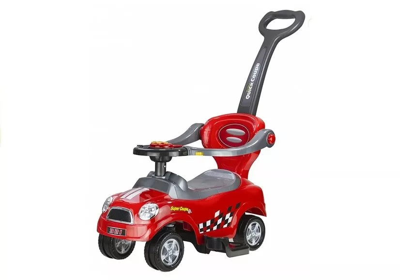 Vaikiškas paspiriamas automobilis su stūmimo rankena, 33 × 66 × 33 cm, raudonas