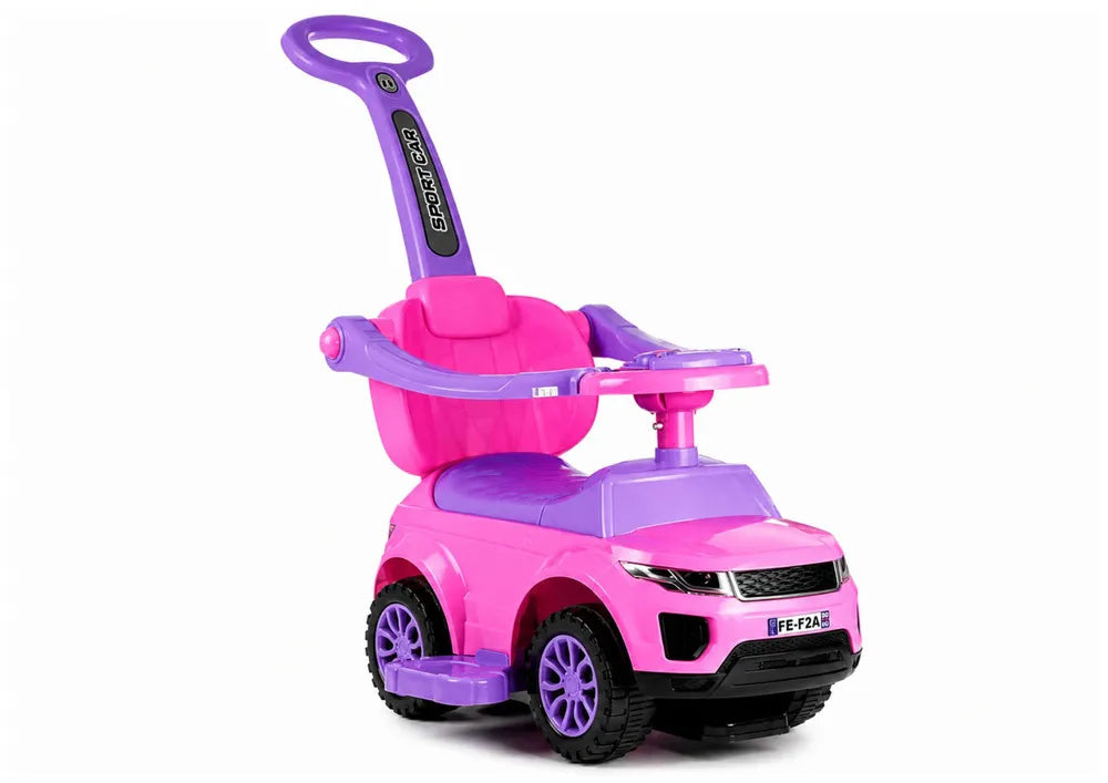 Vaikiškas paspirtukas-automobilis, 65 cm aukščio, rožinis