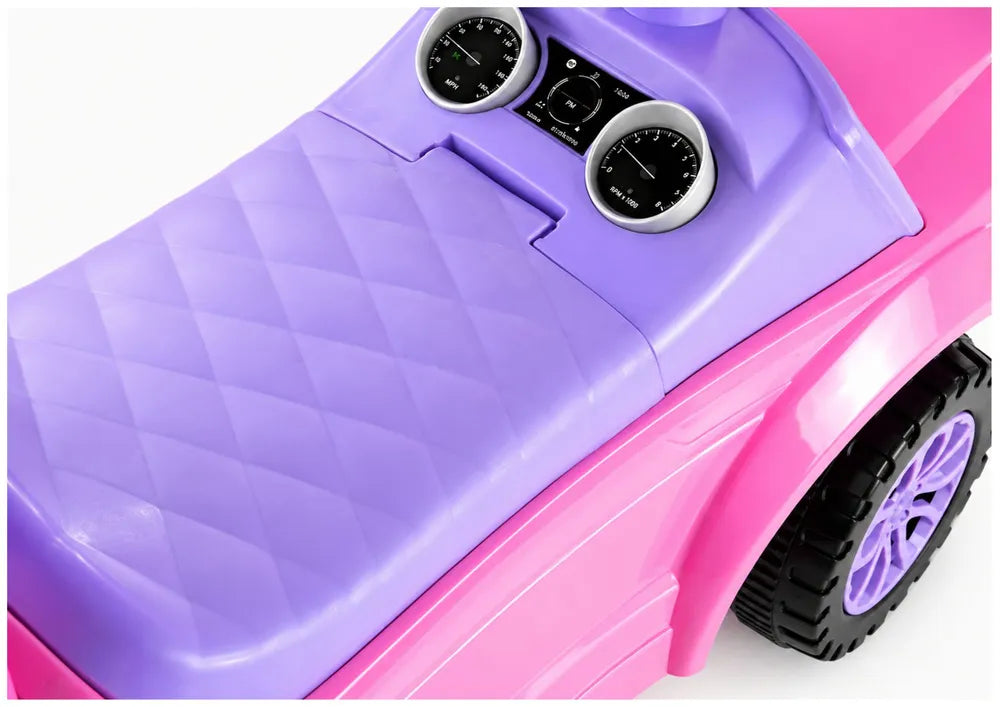 Vaikiškas paspirtukas-automobilis, 65 cm aukščio, rožinis