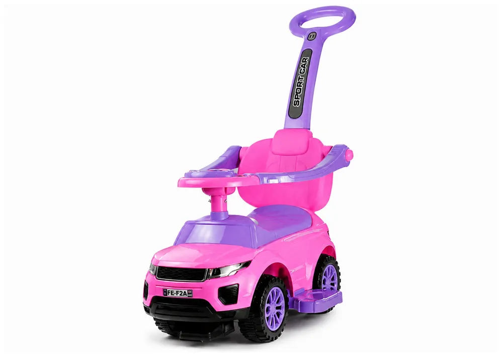 Vaikiškas paspirtukas-automobilis, 65 cm aukščio, rožinis