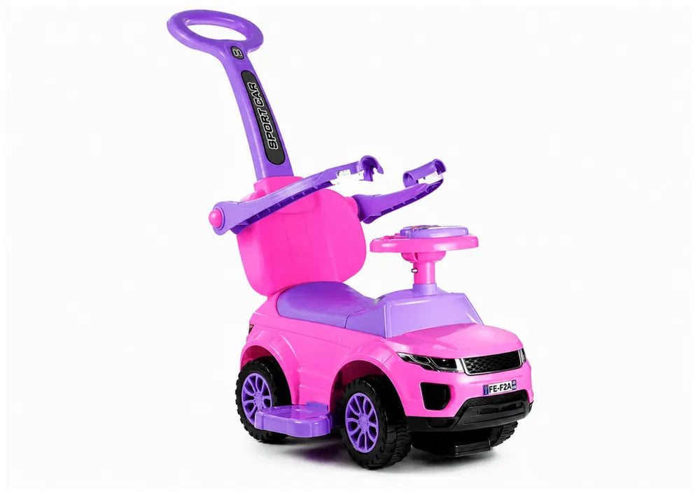 Vaikiškas paspirtukas-automobilis, 65 cm aukščio, rožinis