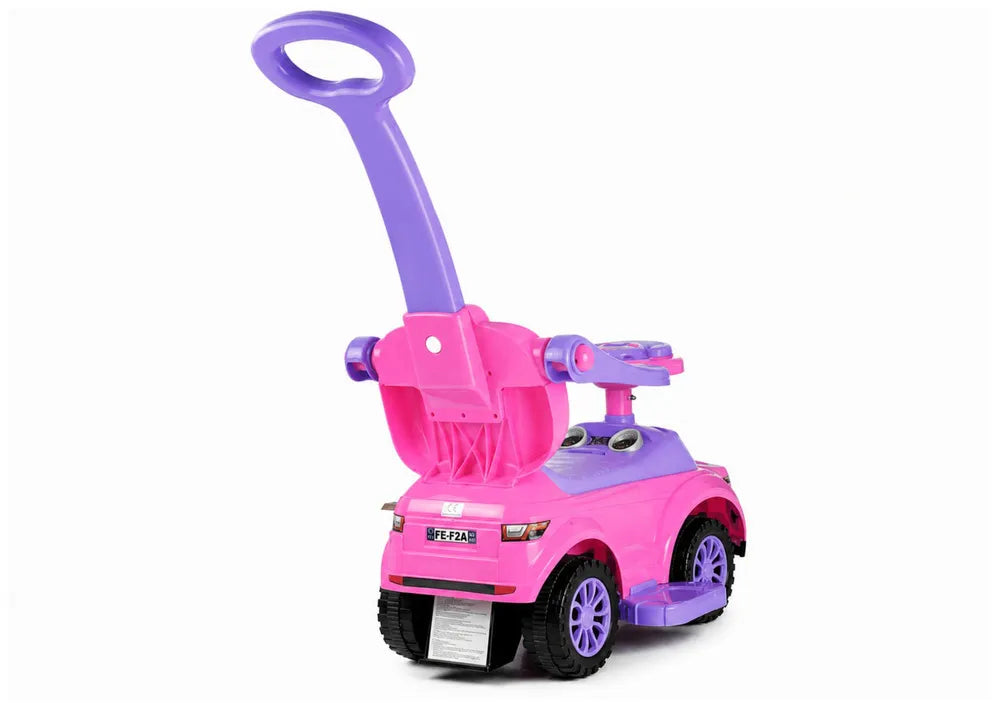 Vaikiškas paspirtukas-automobilis, 65 cm aukščio, rožinis