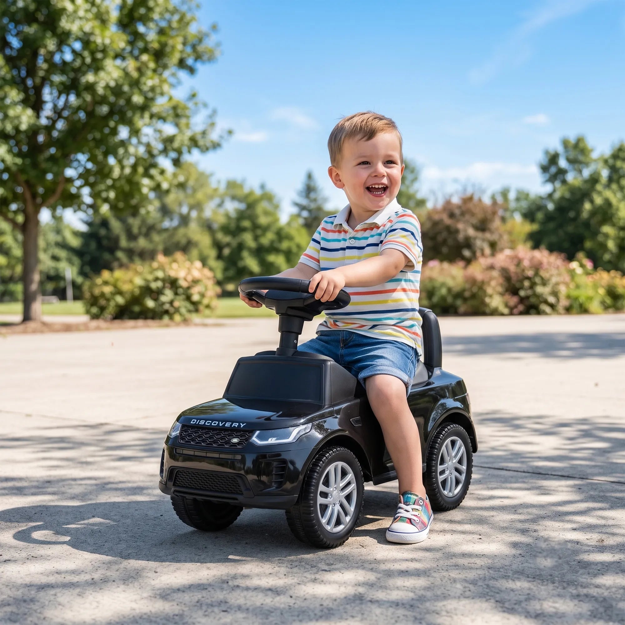Vaikiškas paspirtukas Land Rover Discovery, juodas
