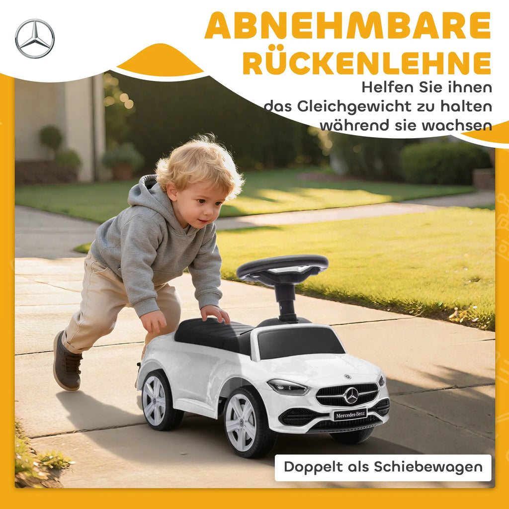 Vaikiškas paspirtukas Mercedes-Benz C-Class 18–36 mėn. vaikams, baltas