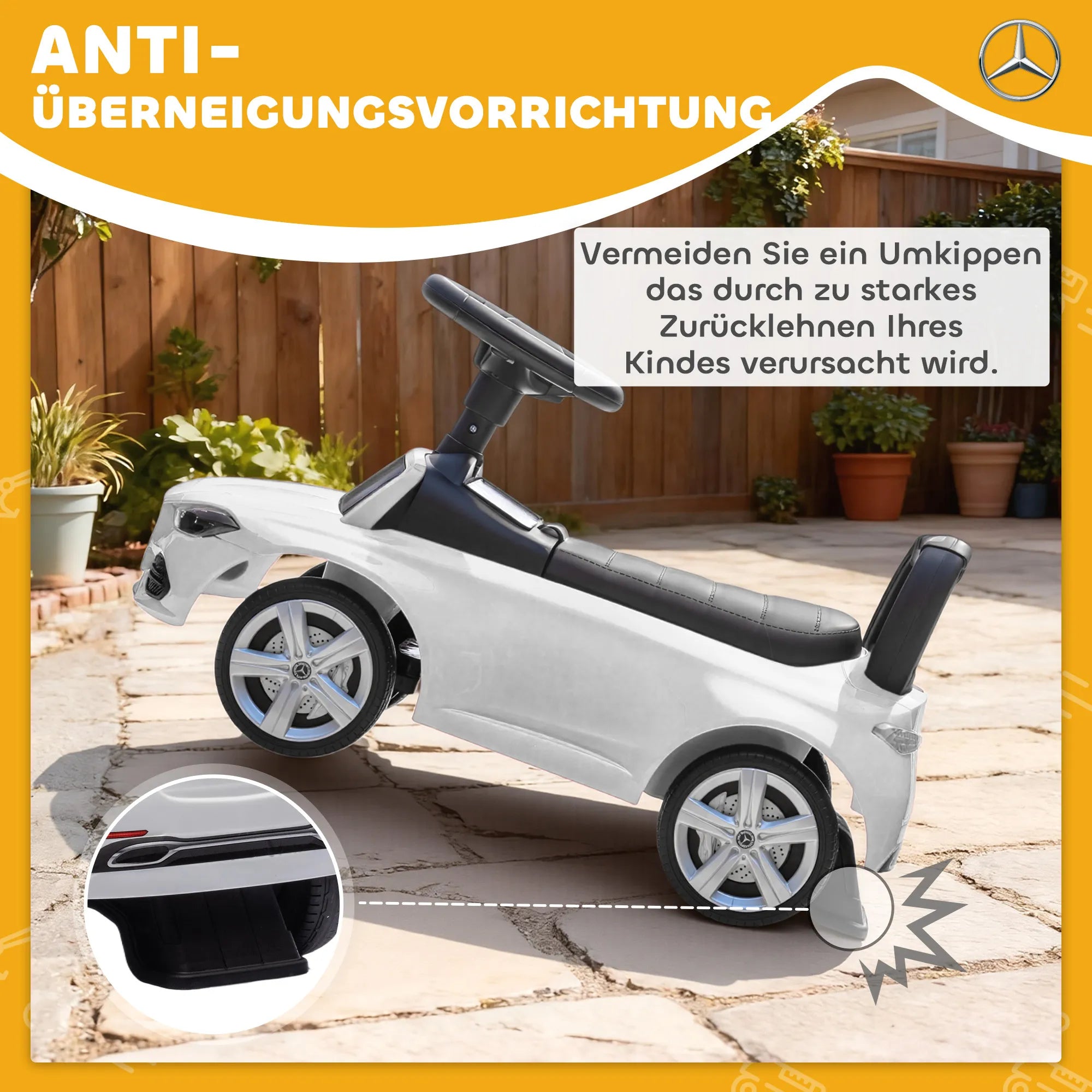 Vaikiškas paspirtukas Mercedes-Benz C-Class 18–36 mėn. vaikams, baltas