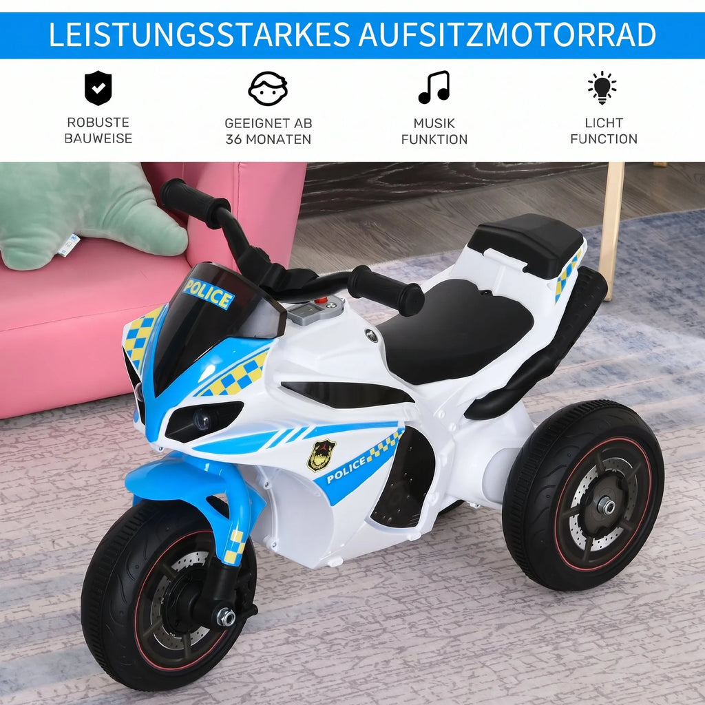 Vaikiškas paspirtukas-motociklas su muzika, 18–36 mėn. vaikams, mėlynas