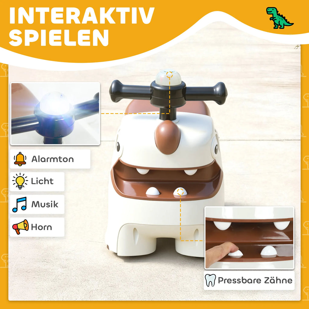 Vaikiškas paspirtukas-stumdukas Dinozauras, iki 25 kg, kreminės spalvos