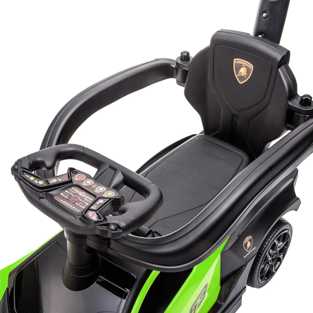 Vaikiškas paspirtukas-stumdukas Lamborghini 2-in-1, 18–36 mėn., žalias