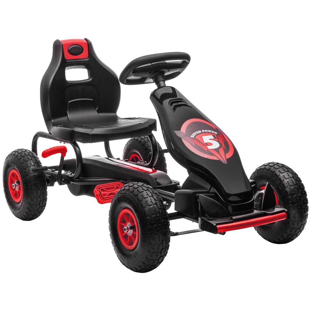 Vaikiškas pedalinis kartingas nuo 5 metų, reguliuojama sėdynė, raudonas