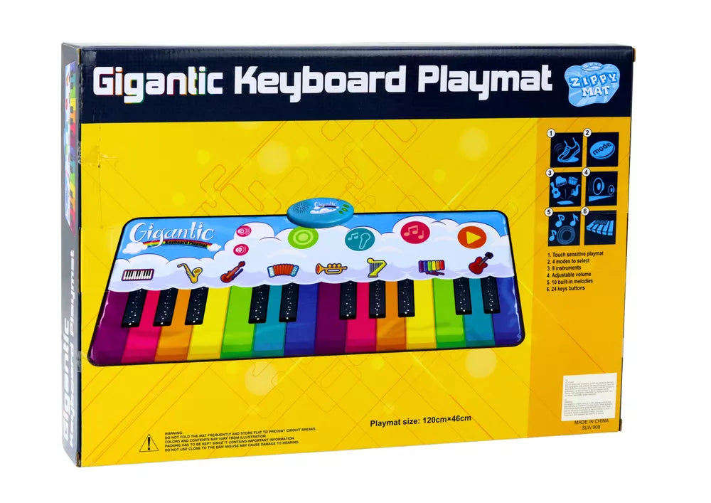 Vaikiškas pianino kilimėlis Zippy Mat, 24 klavišai, 120 × 46 cm, spalvotas