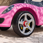 Vaikiškas stumdomas automobilis, rožinis, su šviesomis ir garsu