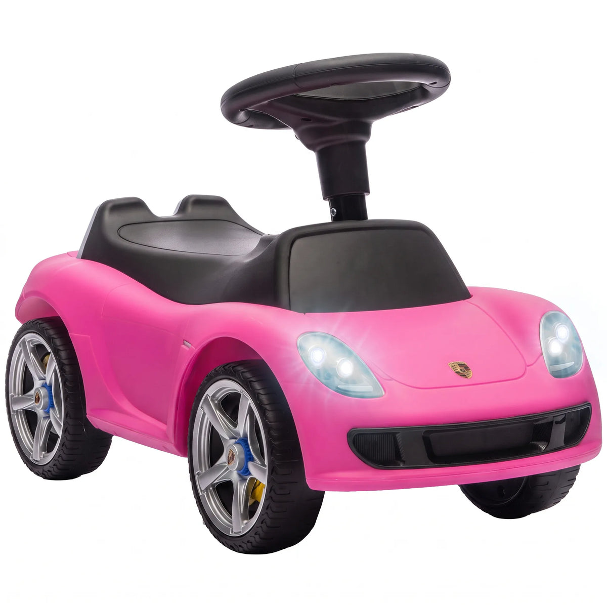 Vaikiškas stumdomas automobilis, rožinis, su šviesomis ir garsu