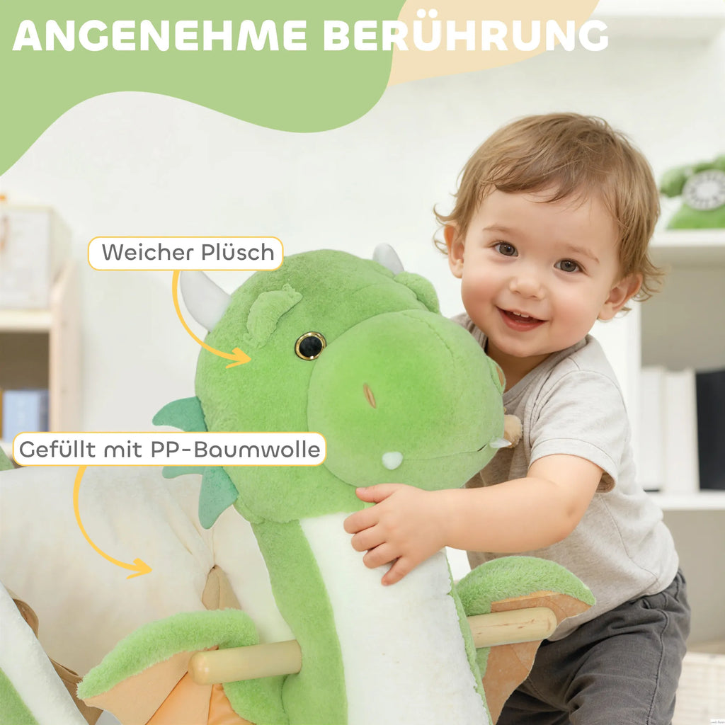 Vaikiškas supamas dinozauras su garsais, 12–36 mėn., žalias
