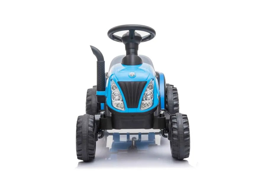 Vaikiškas traktorius New Holland su priekaba, 6 V, mėlynas
