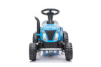 Vaikiškas traktorius New Holland su priekaba, 6 V, mėlynas