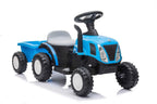 Vaikiškas traktorius New Holland su priekaba, 6 V, mėlynas