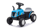 Vaikiškas traktorius New Holland su priekaba, 6 V, mėlynas