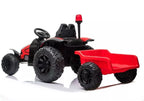 Vaikiškas traktorius su priekaba, 12 V, 2x45W, 3-7 km/h, raudonas