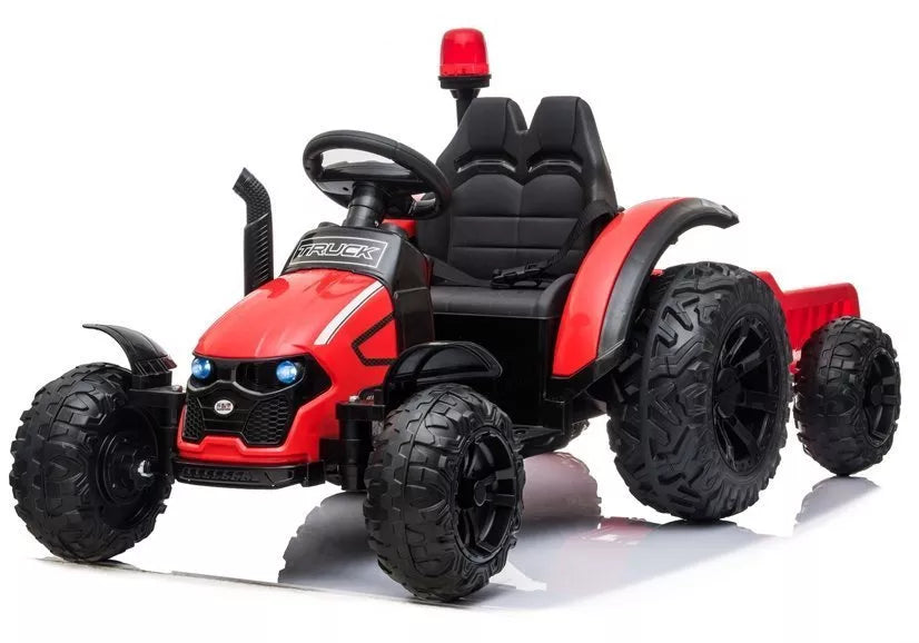 Vaikiškas traktorius su priekaba, 12 V, 2x45W, 3-7 km/h, raudonas