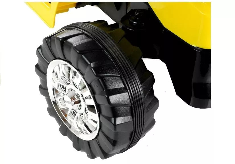 Vaikiškas traktorius su pulteliu, 12 V, 2x45 W, 3–6 km/h, geltonas
