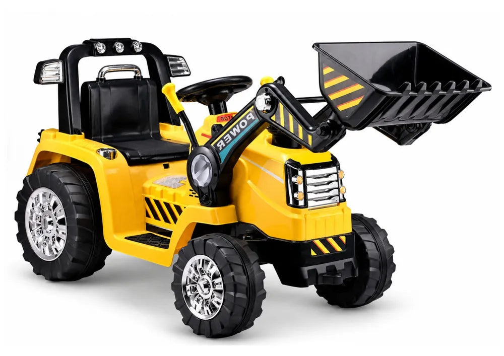 Vaikiškas traktorius su pulteliu, 12 V, 2x45 W, 3–6 km/h, geltonas