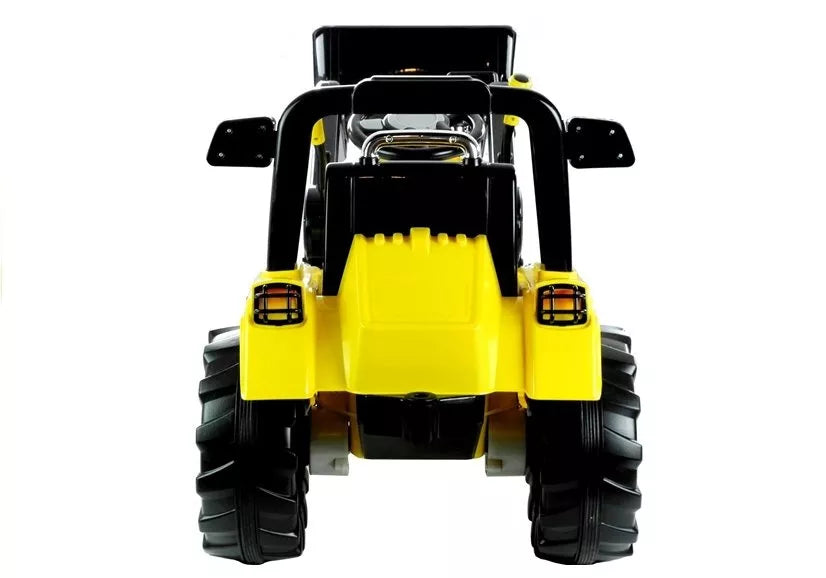 Vaikiškas traktorius su pulteliu, 12 V, 2x45 W, 3–6 km/h, geltonas