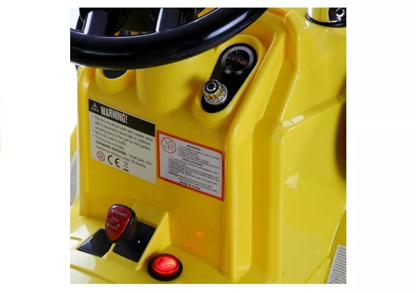 Vaikiškas traktorius su pulteliu, 12 V, 2x45 W, 3–6 km/h, geltonas
