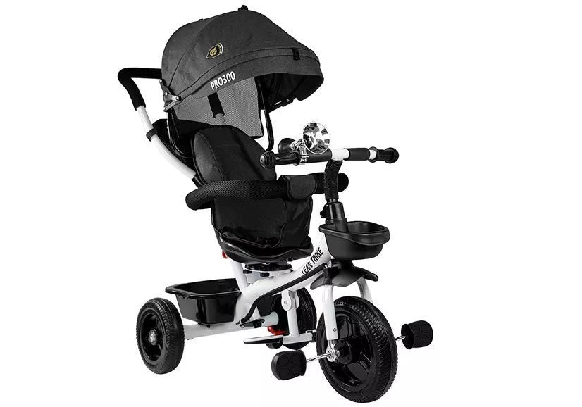 Vaikiškas triratis dviratis Leantoys, 6 m+, iki 25 kg, juodas