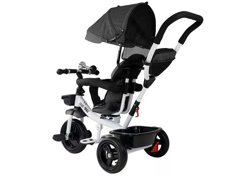 Vaikiškas triratis dviratis Leantoys, 6 m+, iki 25 kg, juodas