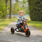 Vaikiškas triratis motociklas su pedalais, vaikams nuo 18 mėn., oranžinis