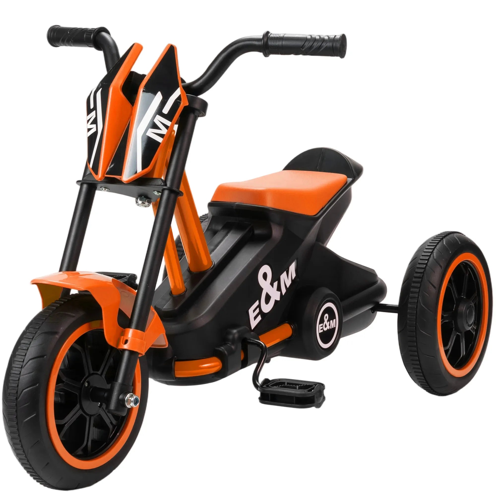 Vaikiškas triratis motociklas su pedalais, vaikams nuo 18 mėn., oranžinis