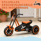 Vaikiškas triratis motociklas su pedalais, vaikams nuo 18 mėn., oranžinis
