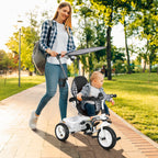 Vaikiškas triratukas 6-in-1 su stūmimo rankena, 1–5 metų vaikams, baltas