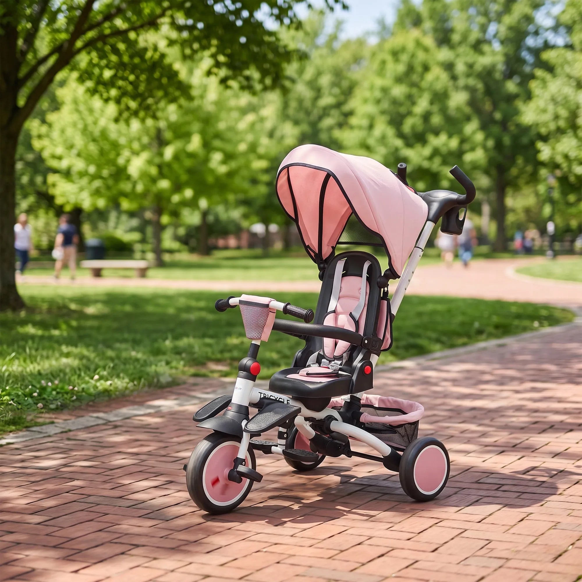 Vaikiškas triratukas 6-in-1 su stūmimo rankena, 12–60 mėn., rožinis