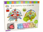 Vaikiškas žaidimų centras Konig Kids 3-in-1, su kamuoliukais, 0m+, 61x51x11 cm