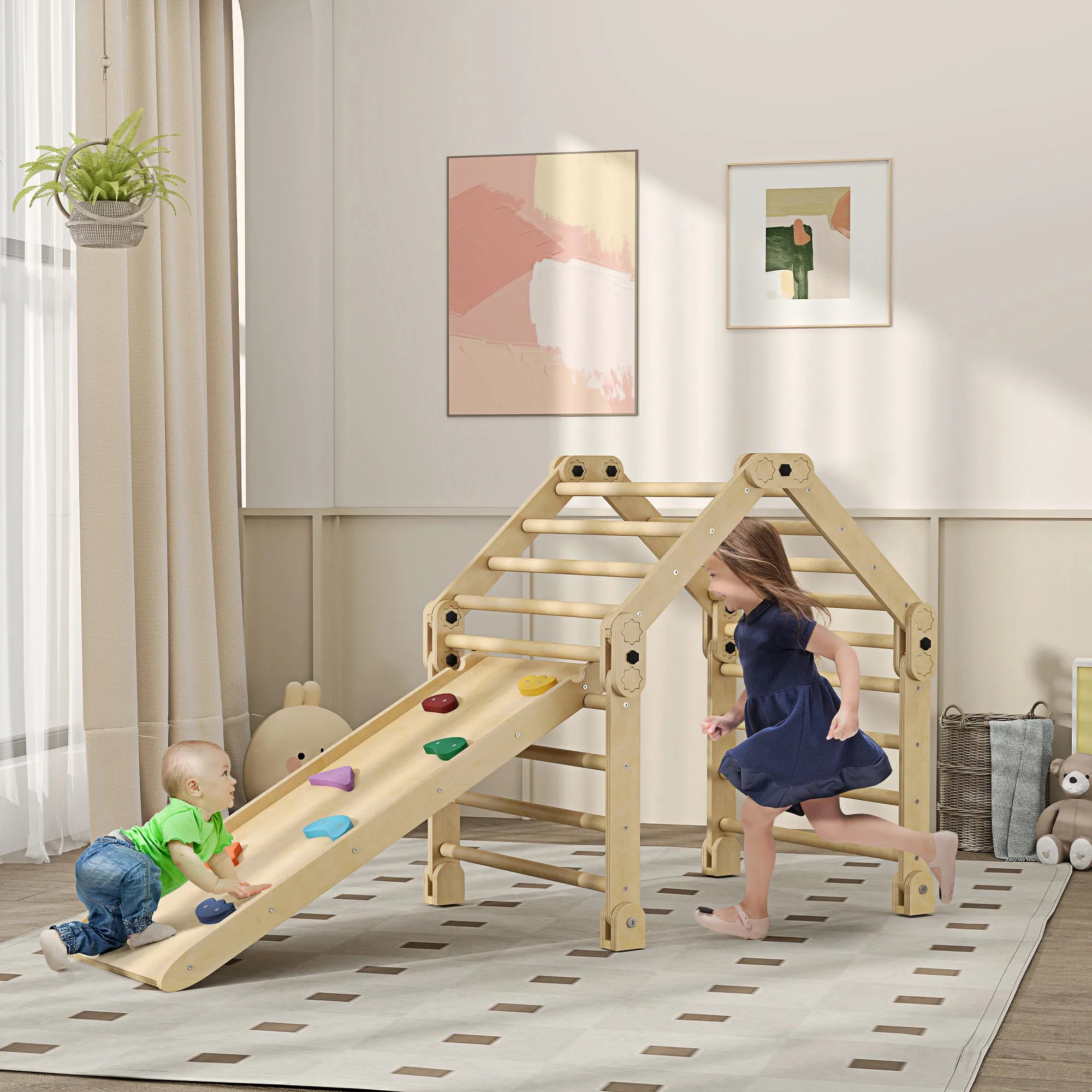Vaikiškas žaidimų kompleksas Lykto 3-in-1, sulankstomas, 1,5-4 metų vaikams, daugiaspalvis