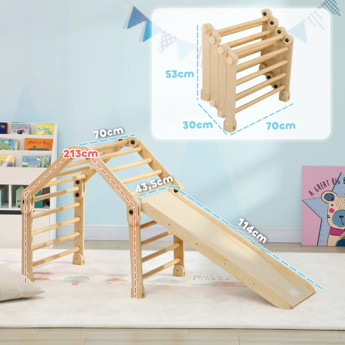 Vaikiškas žaidimų kompleksas Lykto 3-in-1, sulankstomas, 1,5-4 metų vaikams, daugiaspalvis
