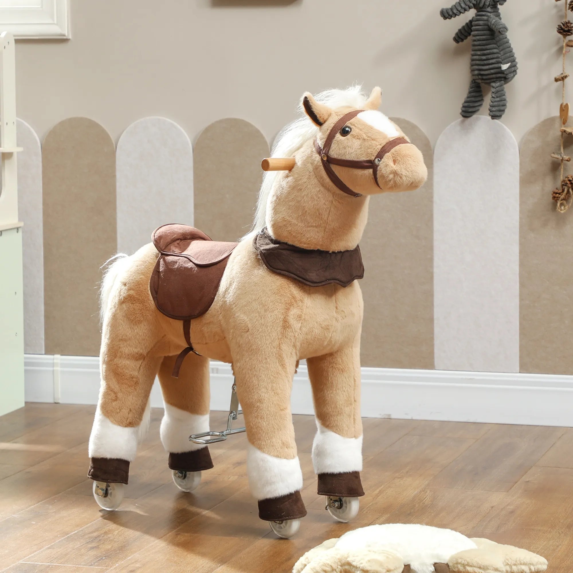 Vaikiškas žaislinis arkliukas, 3–5 metų vaikams, rudas