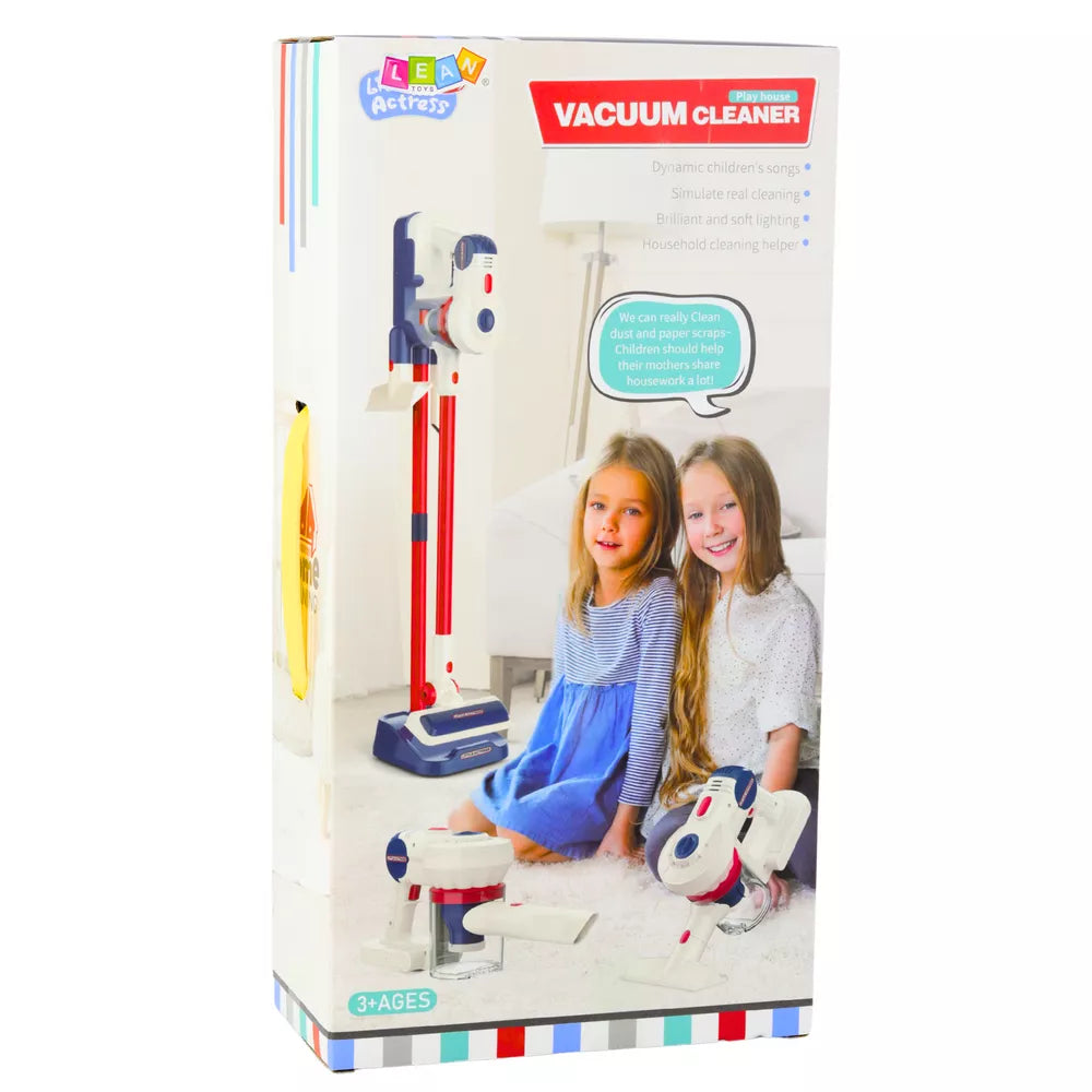 Vaikiškas žaislinis dulkių siurblys, su garsais ir šviesomis, 45 cm, baltas