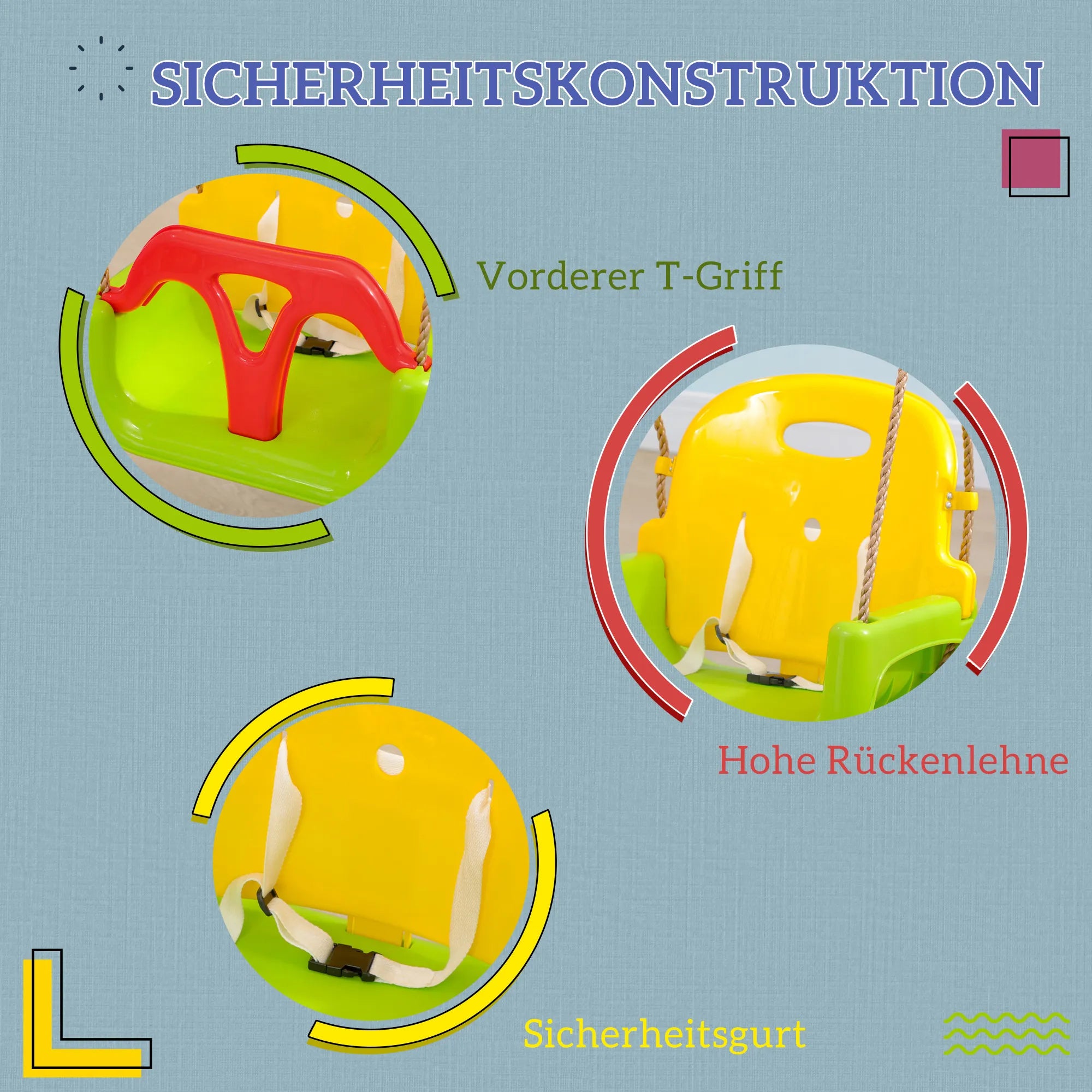 Vaikiškos 3-in-1 sūpynės su atlošu plastikinės žalios