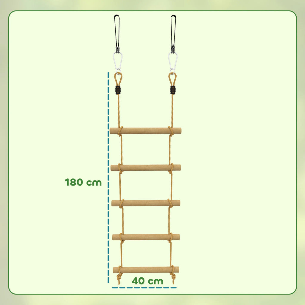 Vaikiškos kopėčios laipiojimui iš natūralios medienos 5 pakopų 180 cm