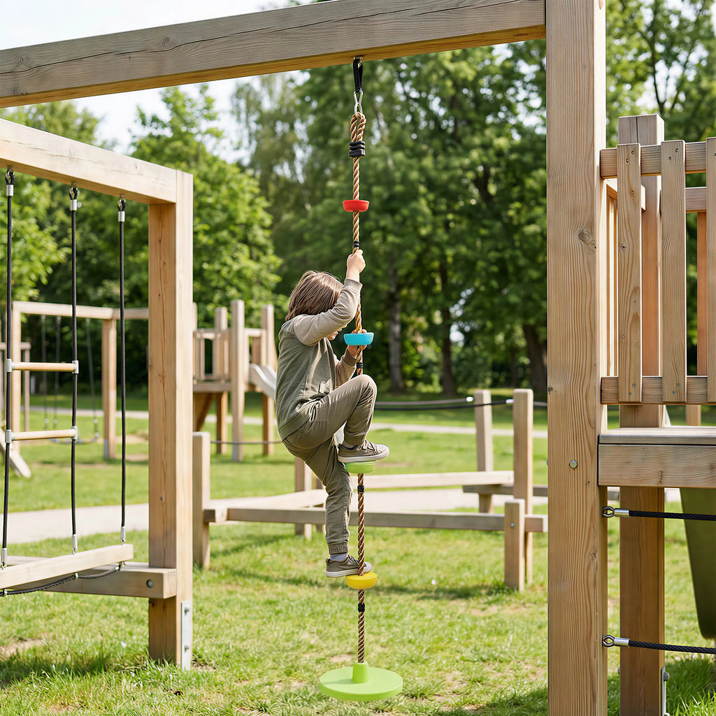Vaikiškos laipiojimo virvės sūpynės, su platforma, 3-8 metų vaikams, iki 50 kg, žalios