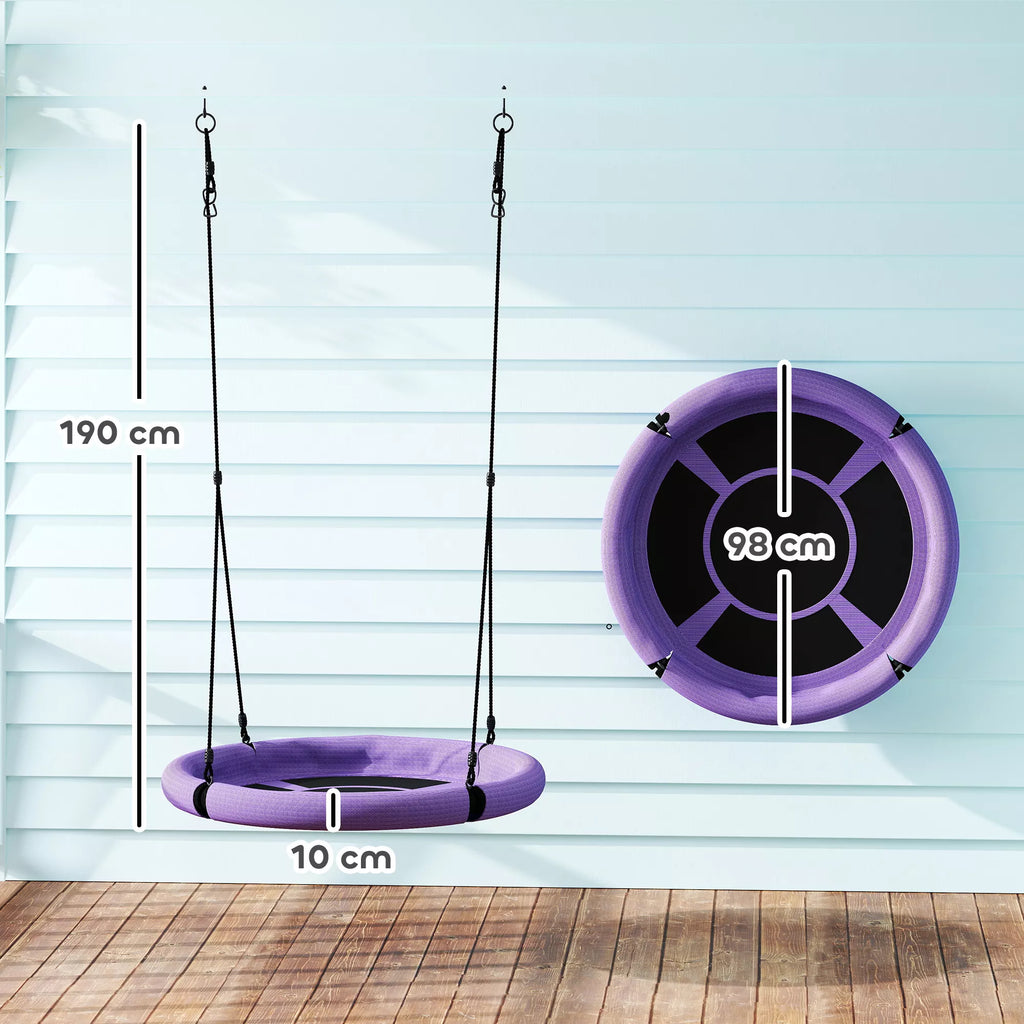 Vaikiškos sūpynės lizdas, 98 cm, iki 150 kg, 3–8 metų vaikams, violetinės