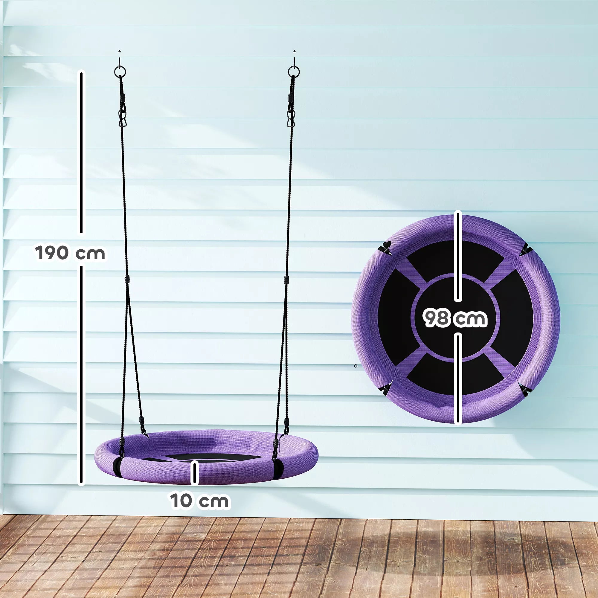 Vaikiškos sūpynės lizdas, 98 cm, iki 150 kg, 3–8 metų vaikams, violetinės