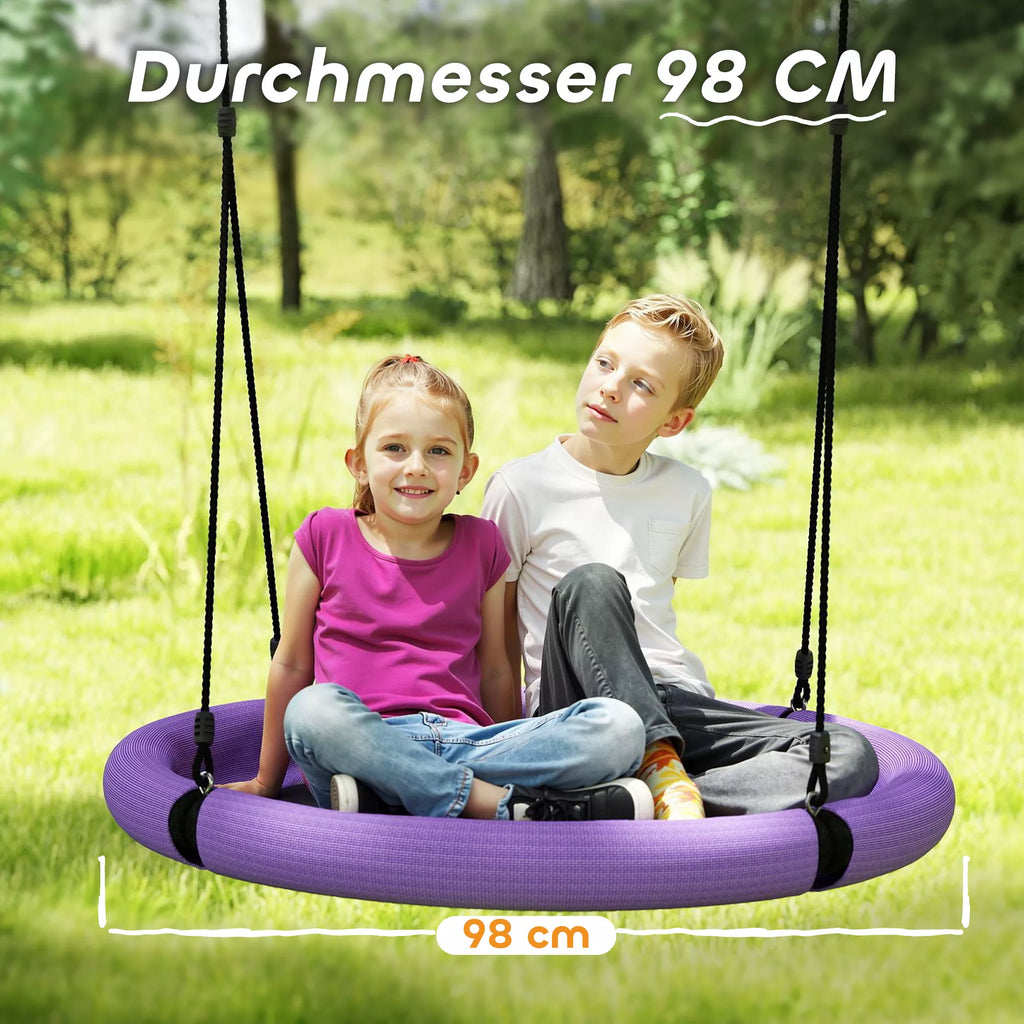 Vaikiškos sūpynės lizdas, 98 cm, iki 150 kg, 3–8 metų vaikams, violetinės