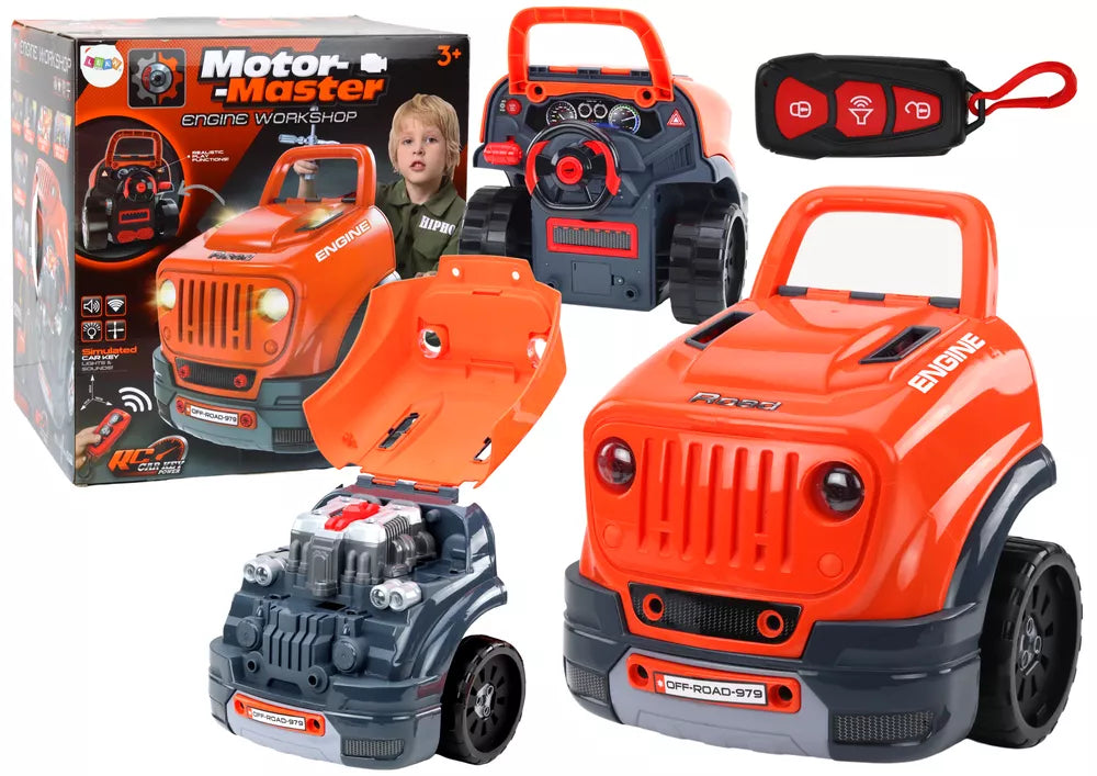 Vaikiškų dirbtuvių rinkinys Motor-Master, 40 × 43 × 34 cm, oranžinis